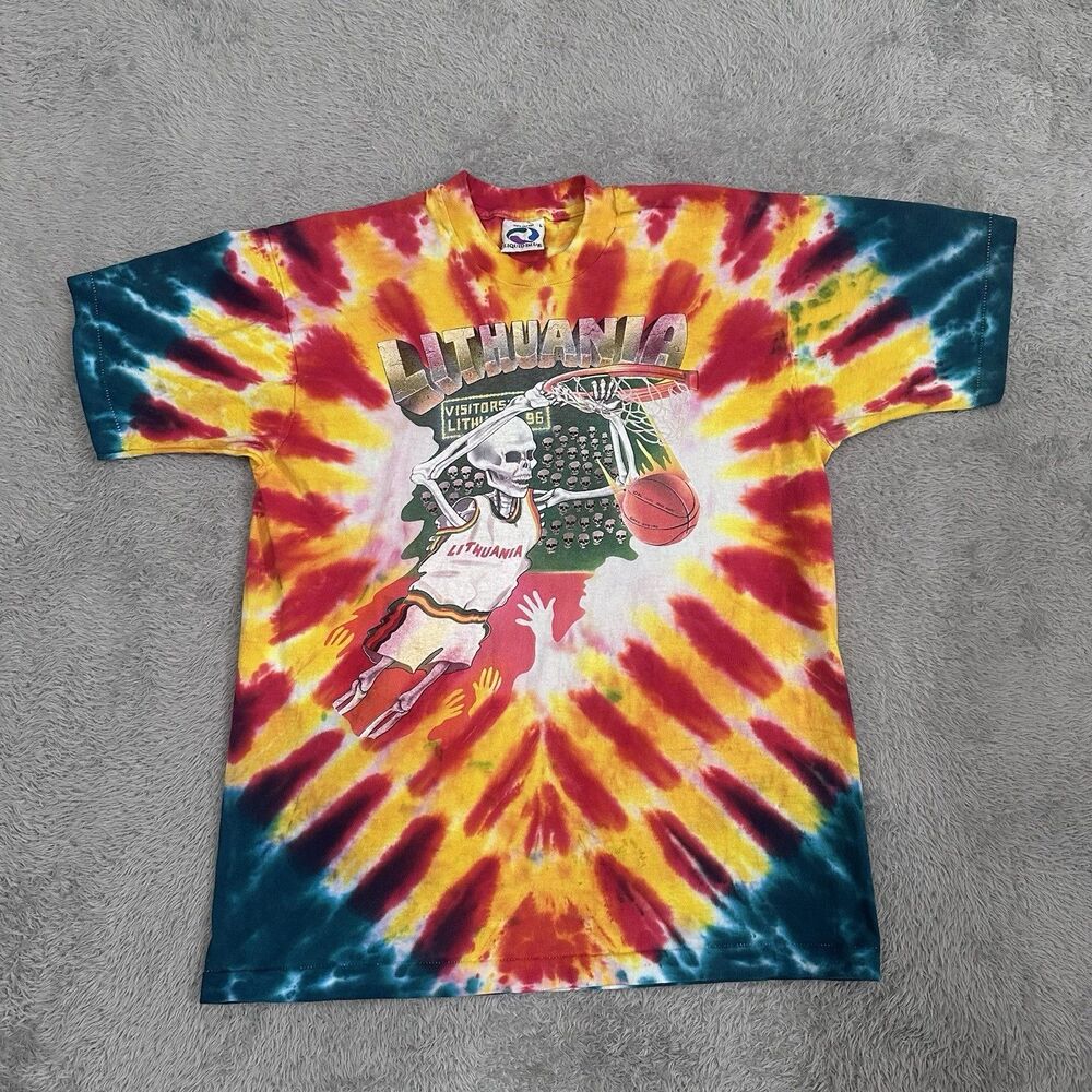 Vintage 1992 Grateful Dead Lithuania Tshirt Olympics Basketball Tie Dye Size L